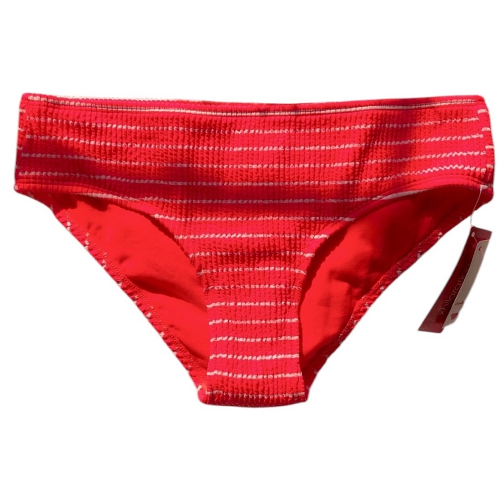 NWT Xhilaration Hot Pink and White Striped Textured Hipster Cheeky Bikini Bottom - Picture 4 of 14